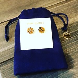 Tory Burch Logo Flower Stud Earrings